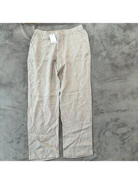 NWT Quince 100% European Linen Pull On Pants Women's LARGE Flax